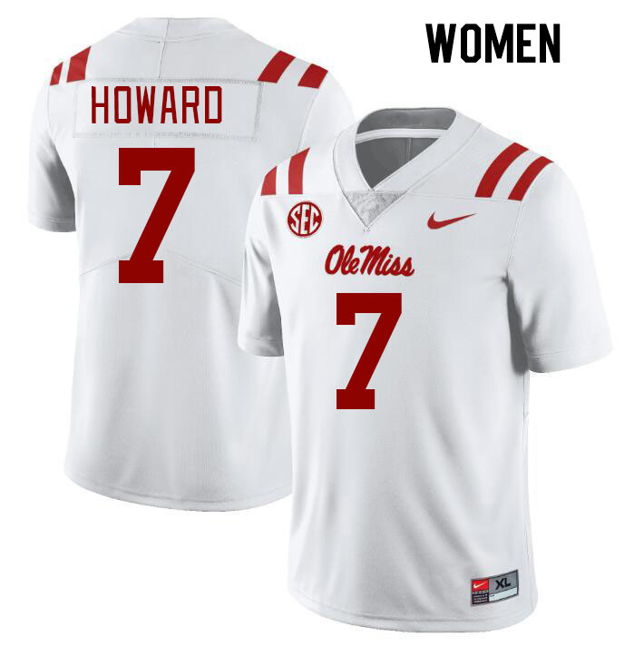 Women #7 Walker Howard Ole Miss Rebels College Football Jerseys Stitched Sale-White